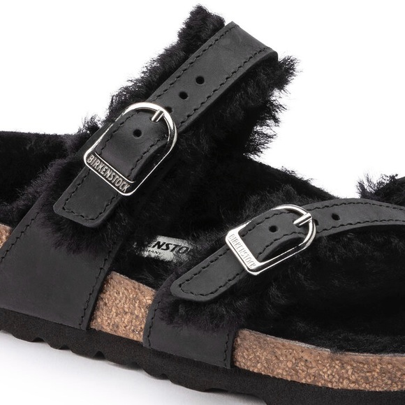 Birkenstock Mayari Shearling Thong Sandals Fur Toe Loop Germany Buckle Straps - Picture 4 of 16